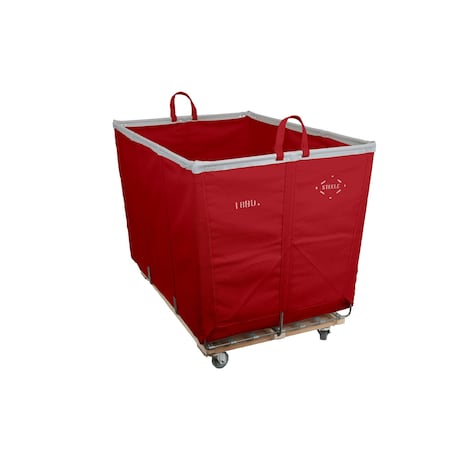 Steele Canvas Basket 18 BU Permanent Truck Red Vinyl w/Grey Vinyl - 3in Casters 2 Swivel 2 Rigid 9318VREDVGRYW3